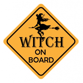 Auto/raam sticker witch on board1 15x15cm